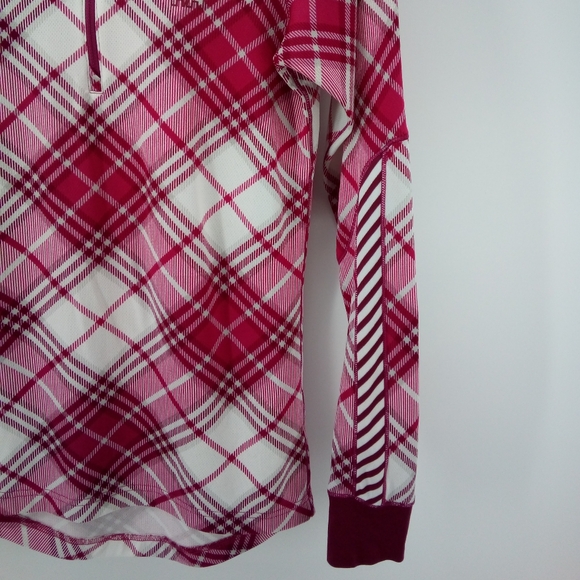 HELLY HANSEN Women's Lifa Stretch 1/4 Zip Base Layer Top S Tartan Pattern Pink - Picture 6 of 9